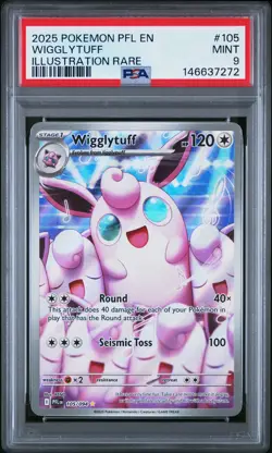 2025 POKEMON PFL EN-PHANTASMAL FLAMES ILLUSTRATION RARE #105 WIGGLYTUFF PSA 9 - Image 1