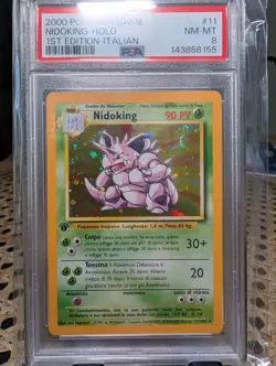 2000 Pokemon Game Italian 1st Edition Nidoking Holo Insert #11 PSA 8 - Image 1