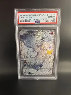 Pokemon 2021 Reshiram 113/114 Celebrations Classic Black & White PSA 10 - Image 1