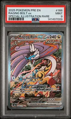 2025 POKEMON PRISMATIC EVOLUTIONS SPECIAL ILLUSTRATION RARE RAGING BOLT EX PSA 9 - Image 1