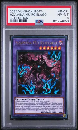 2024 YU-GI-OH! ROTA-RAGE OF THE ABYSS 1ST EDITION AZAMINA MU RCIELAGO PSA 8 - Image 1