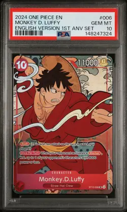 2024 ONE PIECE ENGLISH VERSION 1ST ANNIVERSARY SET #006 MONKEY D. LUFFY PSA 10 - Image 1