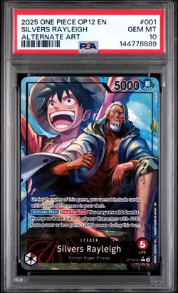 8889 Silvers Rayleigh 2025 One Piece Legacy of Master #OP12-001 Alt Art PSA 10 - Image 1