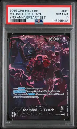 2025 ONE PIECE ENGLISH VERSION 2ND ANNIVERSARY SET #081 MARSHALL D. TEACH PSA 10 - Image 1
