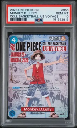 2026 ONE PIECE PROMOS COLLEGE BASKETBALL: US VOYAGE MONKEY D. LUFFY PSA 10 - Image 1