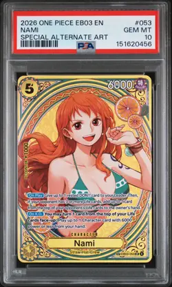 2026 ONE PIECE EB03-ONE PIECE HEROINES EDITION SPECIAL ALT ART #053 NAMI PSA 10 - Image 1