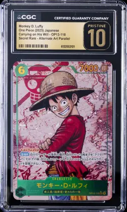 2025 ONE PIECE JPN CARRYING ON HIS WILL SR AA MONKEY D. LUFFY CGC 10 PRISTINE - Image 1