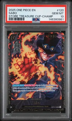 2025 ONE PIECE PROMOS STORE TREASURE CUP-CHAMP #120 SABO PSA 10 - Image 1