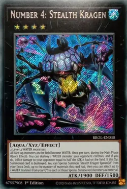 BROL-EN030 NUMBER 4: STEALTH KRAGEN SECRET RARE 1ST EDITION YuGiOh CARD - Image 1