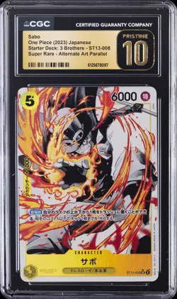 2023 ONE PIECE STARTER DECK: 3 BROTHERS JAPANESE #ST13-008 SABO CGC 10 PRISTINE - Image 1