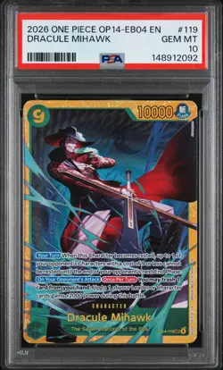 2026 ONE PIECE OP14-EB04-THE AZURE SEA'S SEVEN #119 DRACULE MIHAWK PSA 10 - Image 1