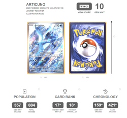 Articuno 161/159 Journey Together - Illustration Rare Pokemon Card - Psa TAG 10 - Image 3