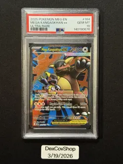 PSA 10 Mega Kangaskhan ex (Full Art) Mega Evolution 164/132 Pokemon Card B22 - Image 1