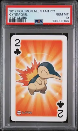 2017 POKEMON AS PLAYING CARDS 2 OF CLUBS CYNDAQUIL PSA 10 - Image 1