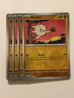 Pokemon Card 151 Reverse Holographic 4x Playset Mankey 056/165 Near Mint - Image 1