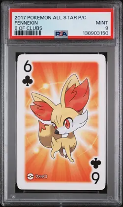 2017 POKEMON AS PLAYING CARDS 6 OF CLUBS FENNEKIN PSA 9 - Image 1