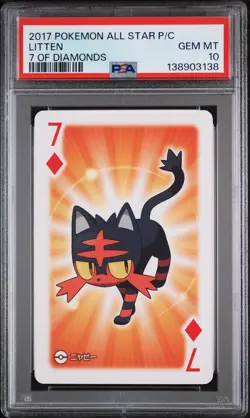 2017 POKEMON AS PLAYING CARDS 7 OF DIAMONDS LITTEN PSA 10 - Image 1