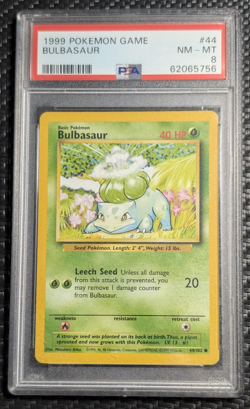 Bulbasaur 044/102 Base Set 1999 Pokemon Card PSA 8 WotC Vintage Graded - Image 1