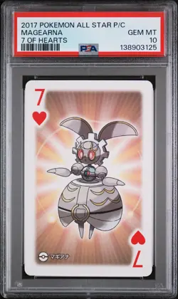 2017 POKEMON AS PLAYING CARDS 7 OF HEARTS MAGEARNA PSA 10 - Image 1