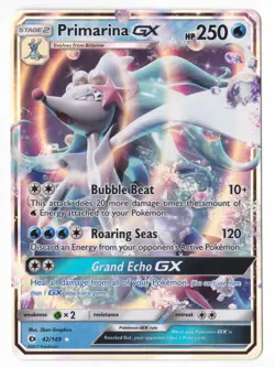 Pokemon Primarina GX Sun & Moon Base Set 42/149 Ultra Rare Holo - NM - Image 1