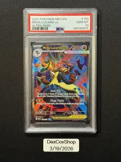 Pokemon TCG: Mega Lucario Ex 160/132 Ultra Rare - PSA 10 - GEM MINT SLAB - Image 1