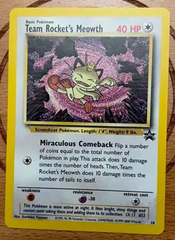 Team Rocket's Meowth Promo Normal WoTC Promo 18/53 HP Pokemon TCG NM - Image 1