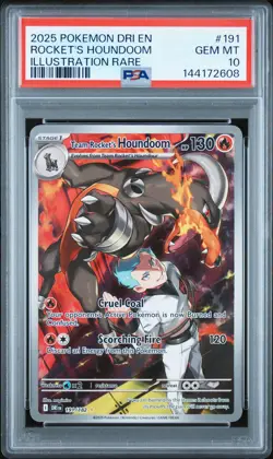 2025 POKEMON DRI DESTINED RIVALS ILLUSTRATION RARE TEAM ROCKET'S HOUNDOOM PSA 10 - Image 1