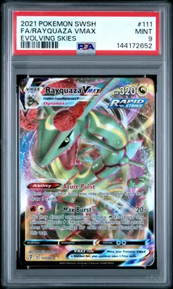 2021 POKEMON SWORD & SHIELD EVOLVING SKIES #111 FULL ART/RAYQUAZA VMAX PSA 9 - Image 1