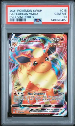 2021 POKEMON SWORD & SHIELD EVOLVING SKIES #018 FULL ART/FLAREON VMAX PSA 10 - Image 1