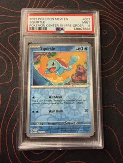 2023 POKEMON MEW EN-151 POKEMON CENTER 151 PRE-ORDER PROMO #007 SQUIRTLE PSA 9 - Image 1
