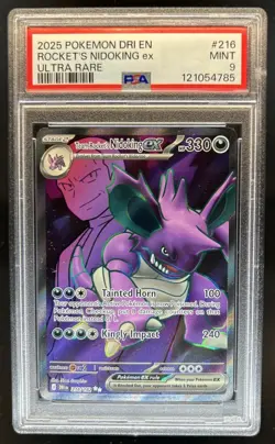 2025 Pokemon Destined Rivals Team Rocket's Nidoking ex #216/182 PSA 9 - Image 1