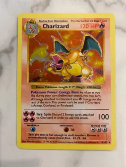 Pokemon Charizard 4/102 Base Set SHADOWLESS Holo 1999 WOTC – Played – Authentic - Image 1