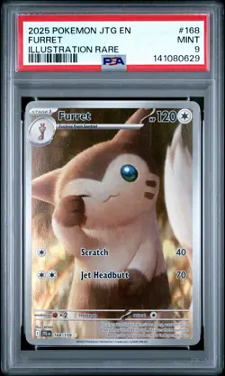2025 POKEMON JTG EN-JOURNEY TOGETHER ILLUSTRATION RARE #168 FURRET PSA 9 - Image 1
