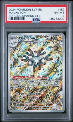 2024 POKEMON SURGING SPARKS ELITE TRAINER BOX PROMO #159 MAGNETON PSA 8 - Image 1