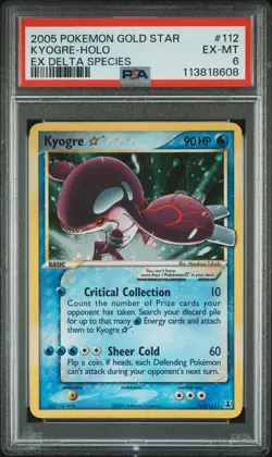 2005 POKEMON EX DELTA SPECIES GOLD STAR #112 KYOGRE-HOLO PSA 6 - Image 1