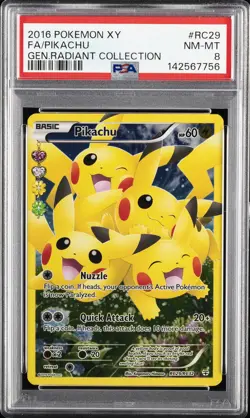 2016 POKEMON XY GENERATIONS RADIANT COLLECTION #RC29 FULL ART/PIKACHU PSA 8 - Image 1