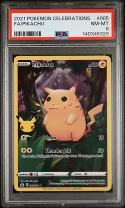 2021 POKEMON CELEBRATIONS #005 FULL ART/PIKACHU PSA 8 - Image 1