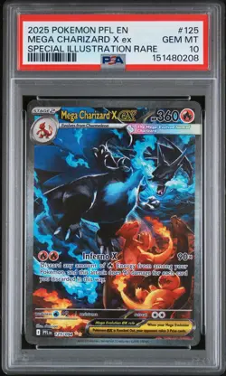 2025 POKEMON PFL SPECIAL ILLUSTRATION RARE #125 MEGA CHARIZARD X EX PSA 10 - Image 1