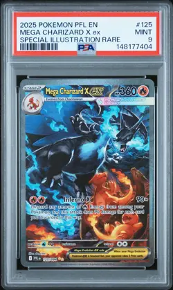 2025 POKEMON PFL SPECIAL ILLUSTRATION RARE #125 MEGA CHARIZARD X EX PSA 9 - Image 1