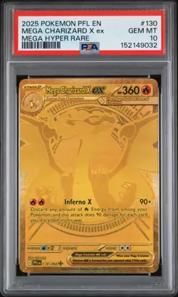 2025 POKEMON PHANTASMAL FLAMES MEGA HYPER RARE #130 MEGA CHARIZARD X EX PSA 10 - Image 1