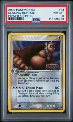 2007 POKEMON EX POWER KEEPERS #13 SLAKING-REVERSE FOIL PSA 8 - Image 1