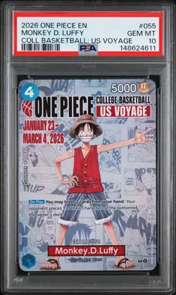 2026 ONE PIECE PROMOS COLLEGE BASKETBALL: US VOYAGE MONKEY D. LUFFY PSA 10 - Image 1