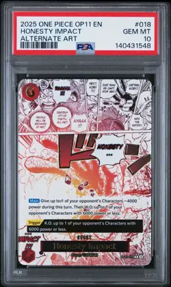 2025 One Piece OP11 En Honesty Impact Alternate Art #018 PSA 10 Gem Mint - Image 1