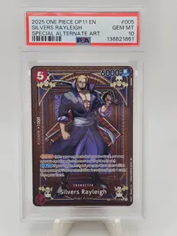 2025 One Piece OP11 Silvers Rayleigh SP Alternate Art PSA 10 - Image 1