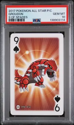 2017 POKEMON AS PLAYING CARDS 9 OF SPADES GROUDON PSA 10 - Image 1