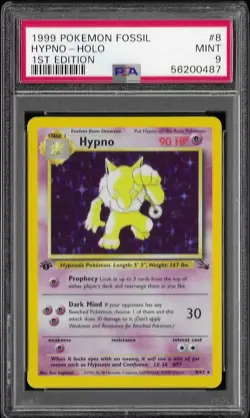 1999 Pokemon Fossil #8 Hypno 1st edition Holo PSA 9 MINT card 8/62 - Image 1