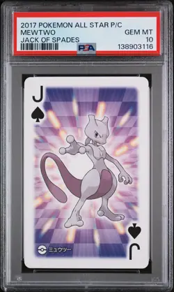 2017 POKEMON AS PLAYING CARDS JACK OF SPADES MEWTWO PSA 10 - Image 1