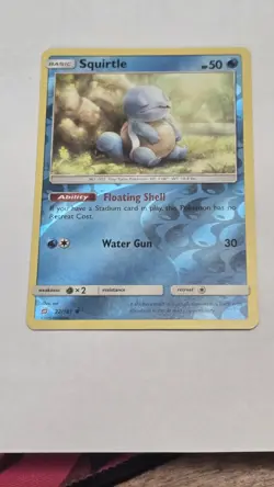 Squirtle REVERSE HOLO card 22/181 Sun & Moon Team Up 2019 Turtle Pokemon - Image 1