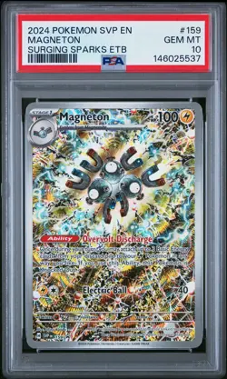 2024 POKEMON SURGING SPARKS ELITE TRAINER BOX PROMO #159 MAGNETON PSA 10 - Image 1