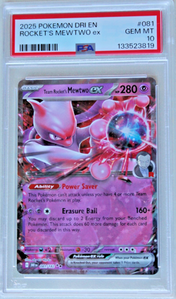 PSA 10 ROCKET'S MEWTWO ex 2025 Pokemon DRI EN #081 - Image 1